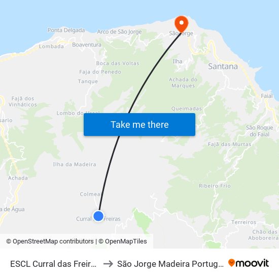 ESCL Curral das Freiras to São Jorge Madeira Portugal map