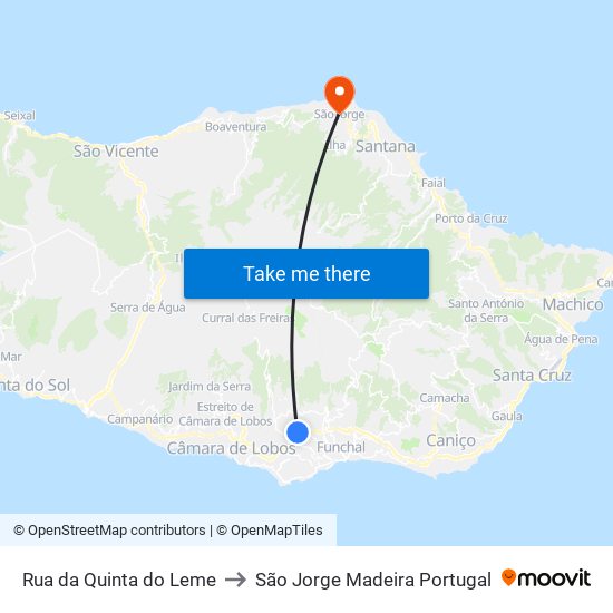 Rua da Quinta do Leme to São Jorge Madeira Portugal map