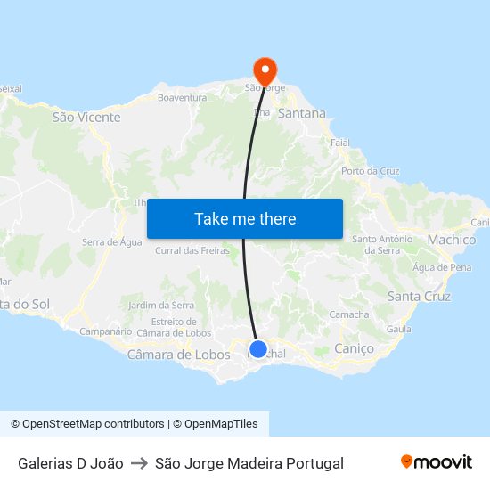 Galerias D João to São Jorge Madeira Portugal map
