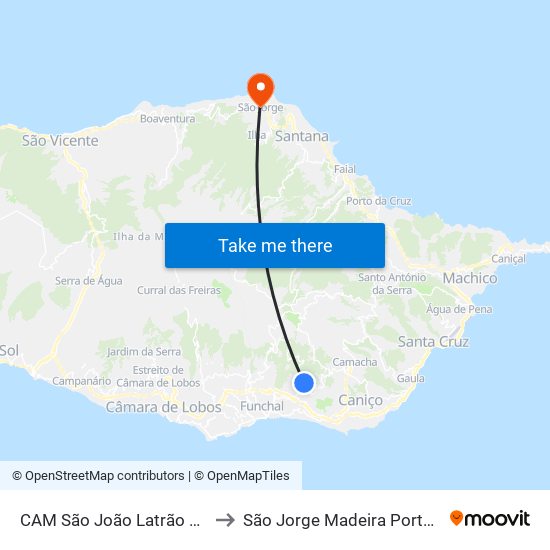 CAM São João Latrão  S1A to São Jorge Madeira Portugal map