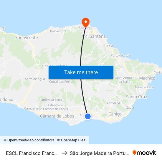 ESCL Francisco Franco  D to São Jorge Madeira Portugal map