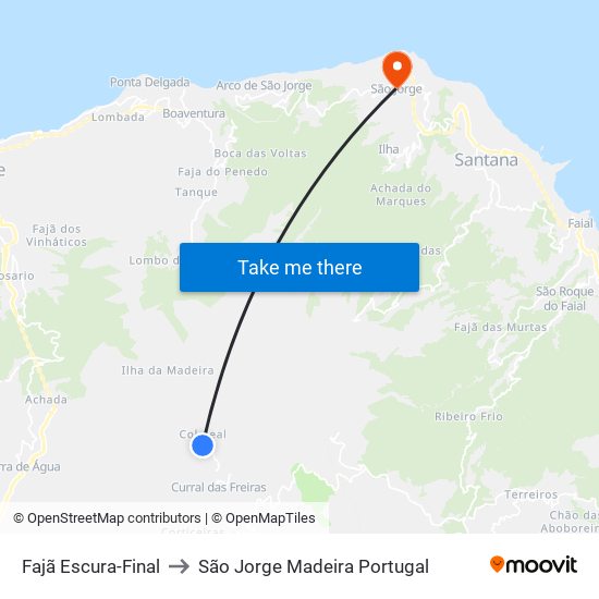 Fajã Escura-Final to São Jorge Madeira Portugal map