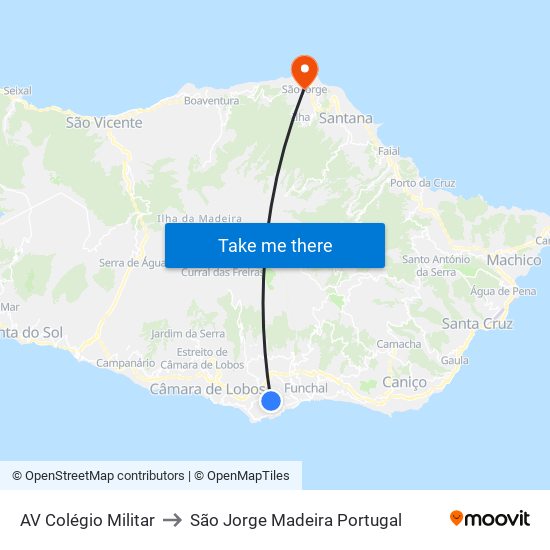 AV Colégio Militar to São Jorge Madeira Portugal map