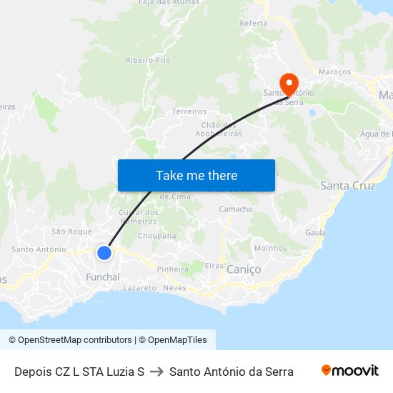 Depois CZ L STA Luzia S to Santo António da Serra map