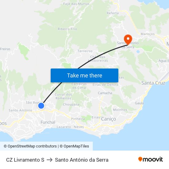 CZ Livramento  S to Santo António da Serra map