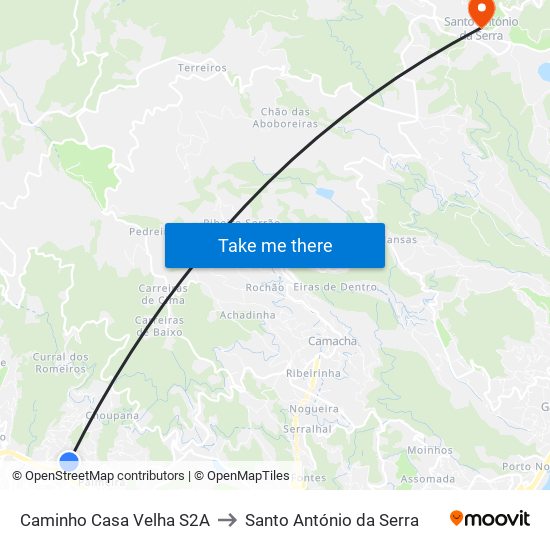 Caminho Casa Velha  S2A to Santo António da Serra map