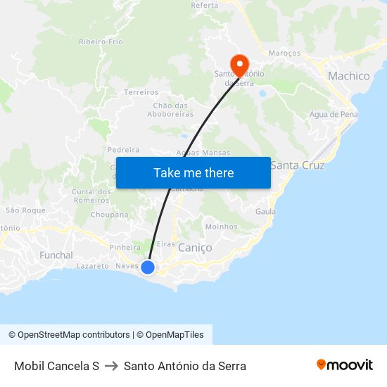 Mobil  Cancela  S to Santo António da Serra map