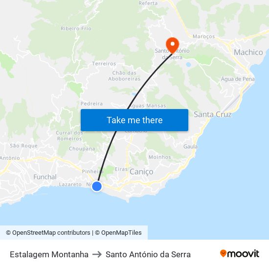 Estalagem Montanha to Santo António da Serra map