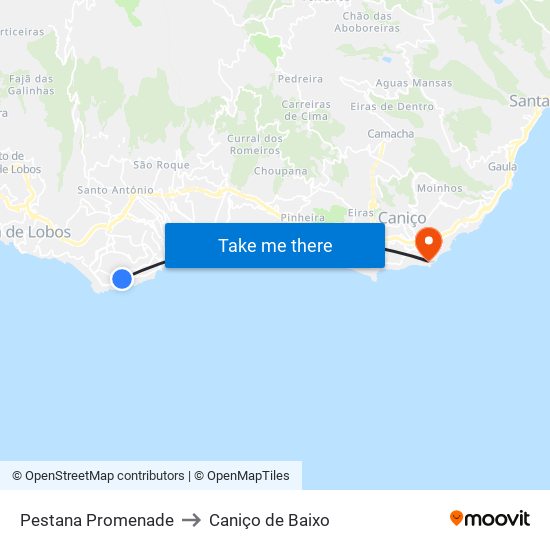 Pestana Promenade to Caniço de Baixo map