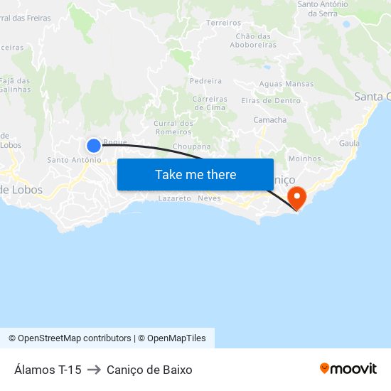 Álamos  T-15 to Caniço de Baixo map