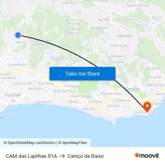 CAM das Lajinhas  S1A to Caniço de Baixo map