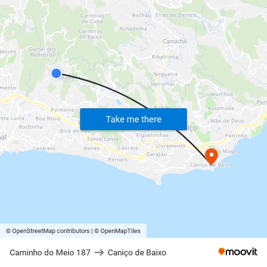 Caminho do Meio  187 to Caniço de Baixo map