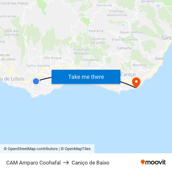 CAM Amparo  Coohafal to Caniço de Baixo map