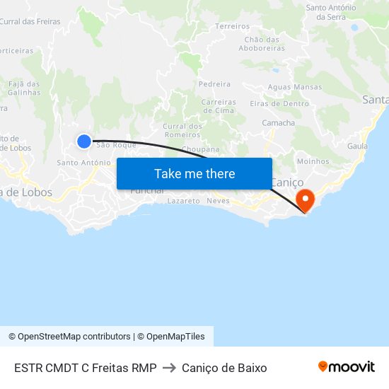 ESTR CMDT C Freitas  RMP to Caniço de Baixo map