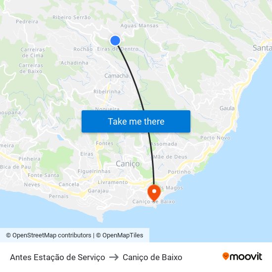Antes Estação de Serviço to Caniço de Baixo map