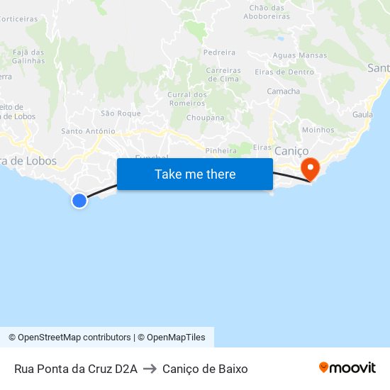 Rua Ponta da Cruz  D2A to Caniço de Baixo map