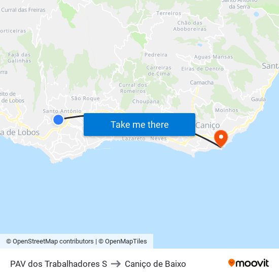 PAV dos Trabalhadores  S to Caniço de Baixo map