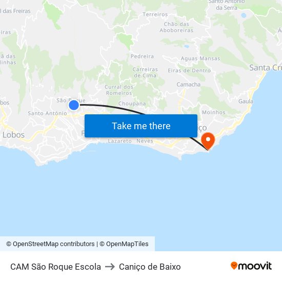 CAM São Roque  Escola to Caniço de Baixo map