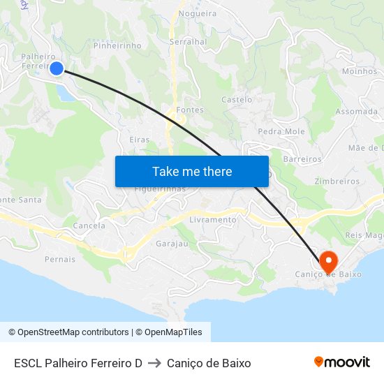 ESCL Palheiro Ferreiro  D to Caniço de Baixo map