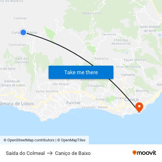 Saída do Colmeal to Caniço de Baixo map