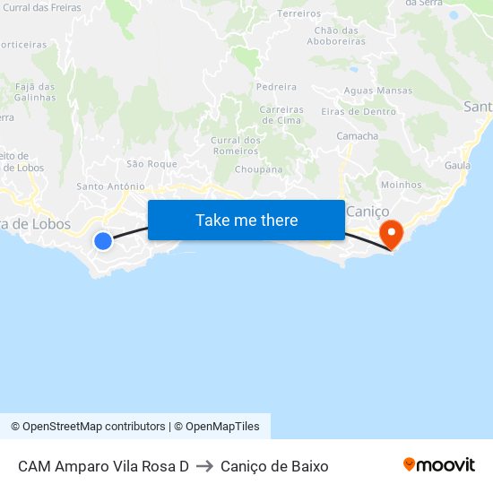 CAM Amparo  Vila Rosa  D to Caniço de Baixo map