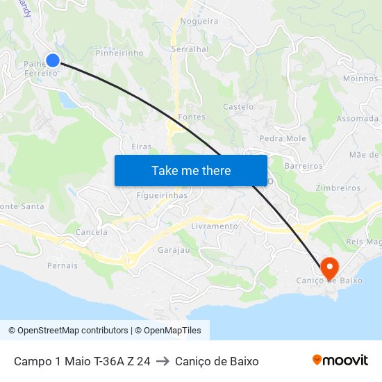 Campo 1 Maio  T-36A  Z 24 to Caniço de Baixo map