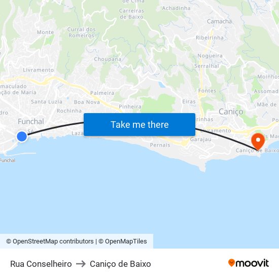 Rua Conselheiro to Caniço de Baixo map