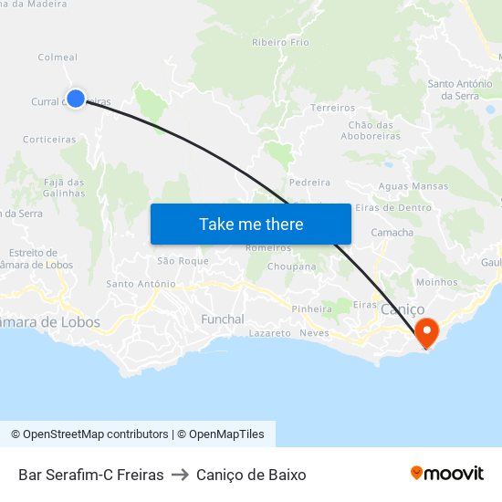 Bar Serafim-C Freiras to Caniço de Baixo map