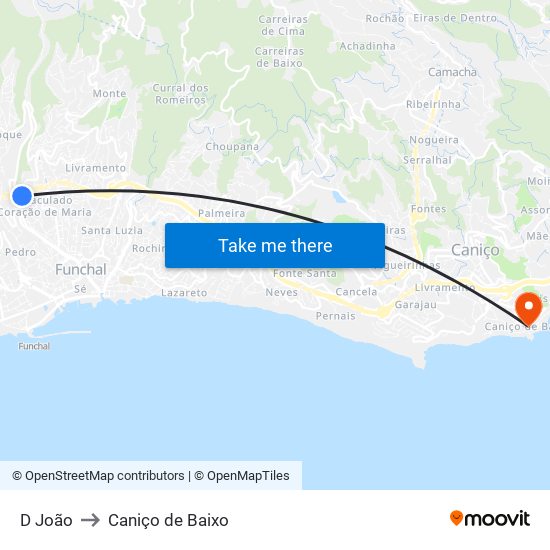 D João to Caniço de Baixo map