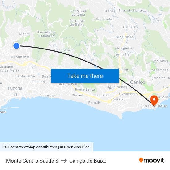 Monte  Centro Saúde  S to Caniço de Baixo map