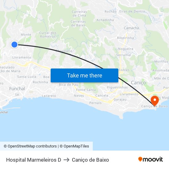Hospital Marmeleiros  D to Caniço de Baixo map