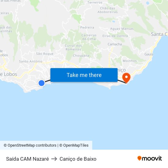 Saída CAM Nazaré to Caniço de Baixo map