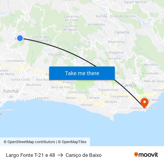 Largo Fonte  T-21 e 48 to Caniço de Baixo map