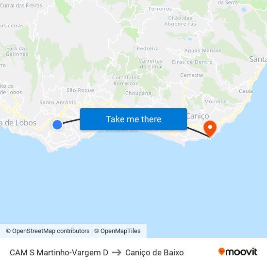 CAM S Martinho-Vargem  D to Caniço de Baixo map