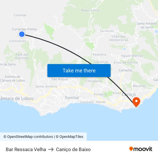 Bar Ressaca Velha to Caniço de Baixo map