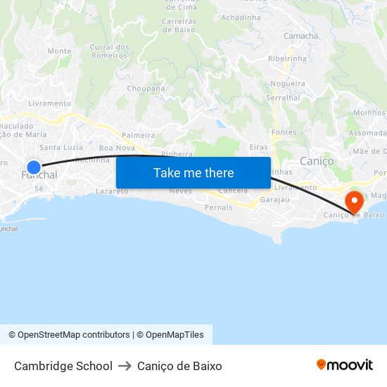 Cambridge School to Caniço de Baixo map