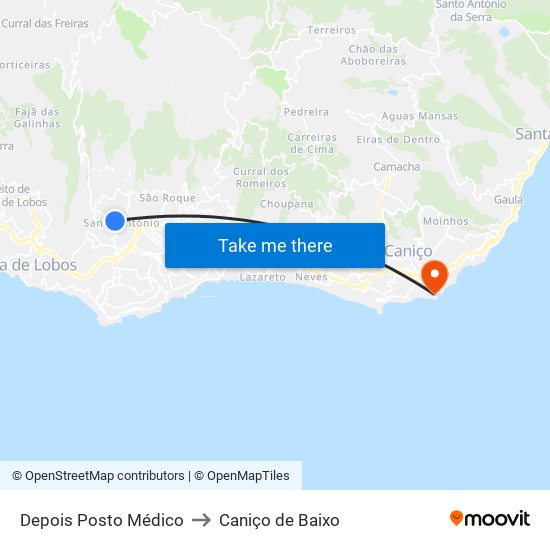 Depois Posto Médico to Caniço de Baixo map