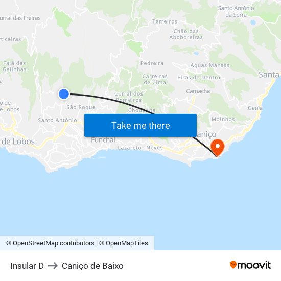 Insular  D to Caniço de Baixo map