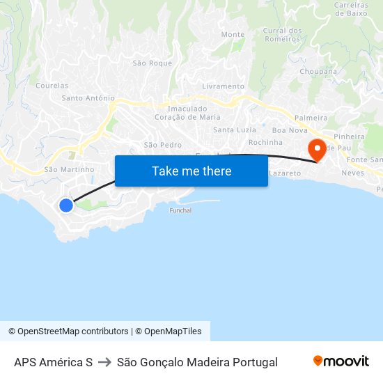 APS América  S to São Gonçalo Madeira Portugal map