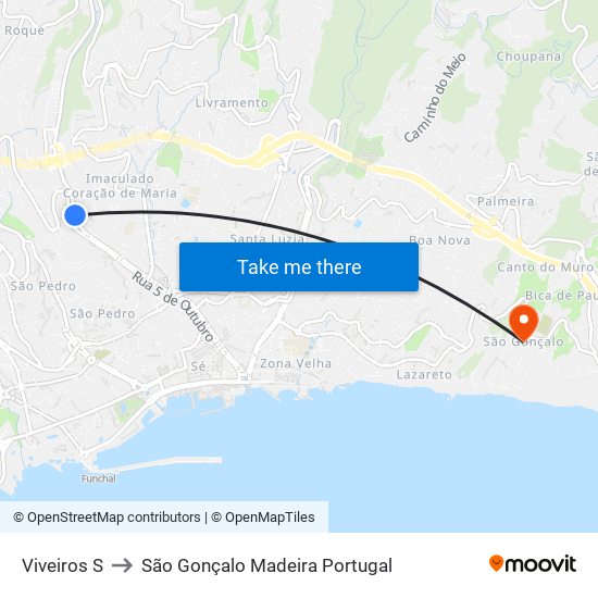 Viveiros  S to São Gonçalo Madeira Portugal map