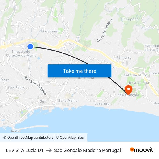 LEV STA Luzia  D1 to São Gonçalo Madeira Portugal map