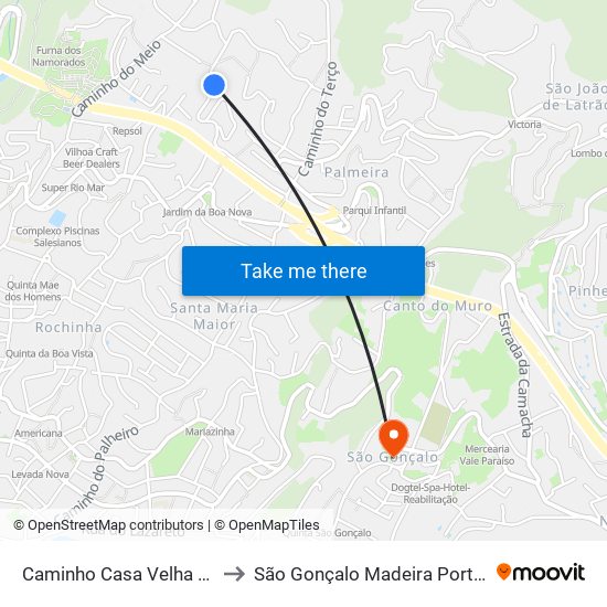 Caminho Casa Velha  S2A to São Gonçalo Madeira Portugal map