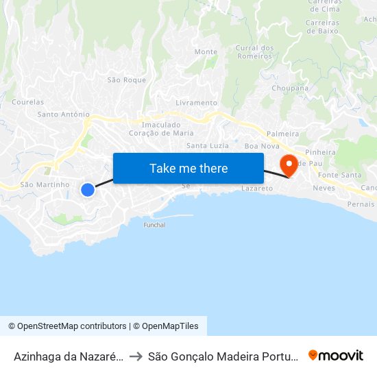 Azinhaga da Nazaré  D to São Gonçalo Madeira Portugal map