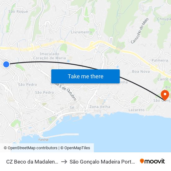 CZ Beco da Madalena  S to São Gonçalo Madeira Portugal map