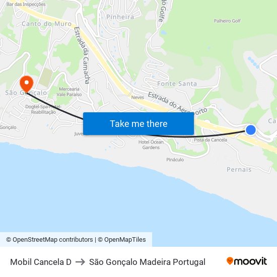 Mobil  Cancela  D to São Gonçalo Madeira Portugal map