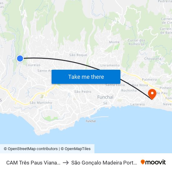 CAM Três Paus  Viana  D1 to São Gonçalo Madeira Portugal map