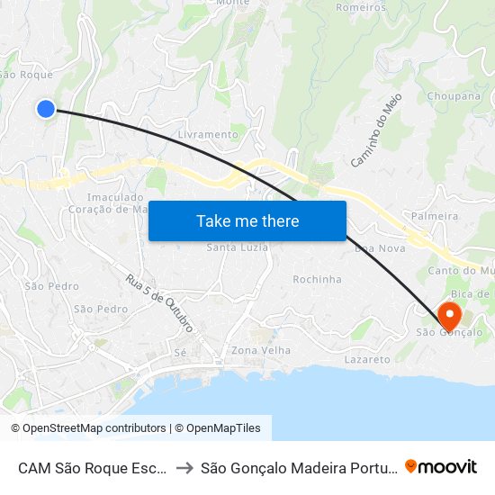 CAM São Roque  Escola to São Gonçalo Madeira Portugal map