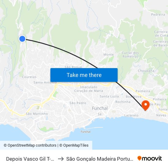 Depois Vasco Gil  T-10 to São Gonçalo Madeira Portugal map