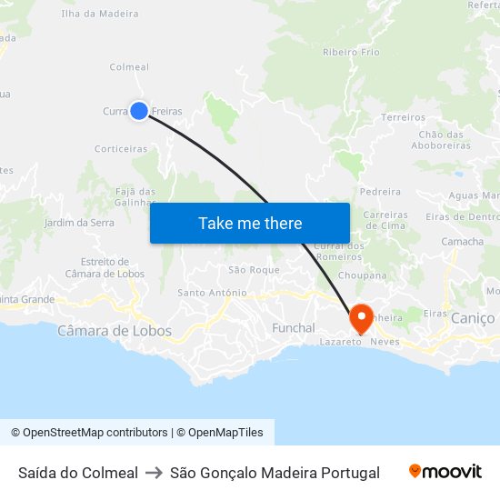 Saída do Colmeal to São Gonçalo Madeira Portugal map