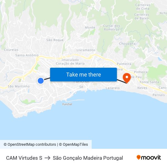 CAM Virtudes  S to São Gonçalo Madeira Portugal map